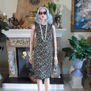 Givenchy Brown Wool Blend Multi Color Print Knit Sheath Dress Size S
